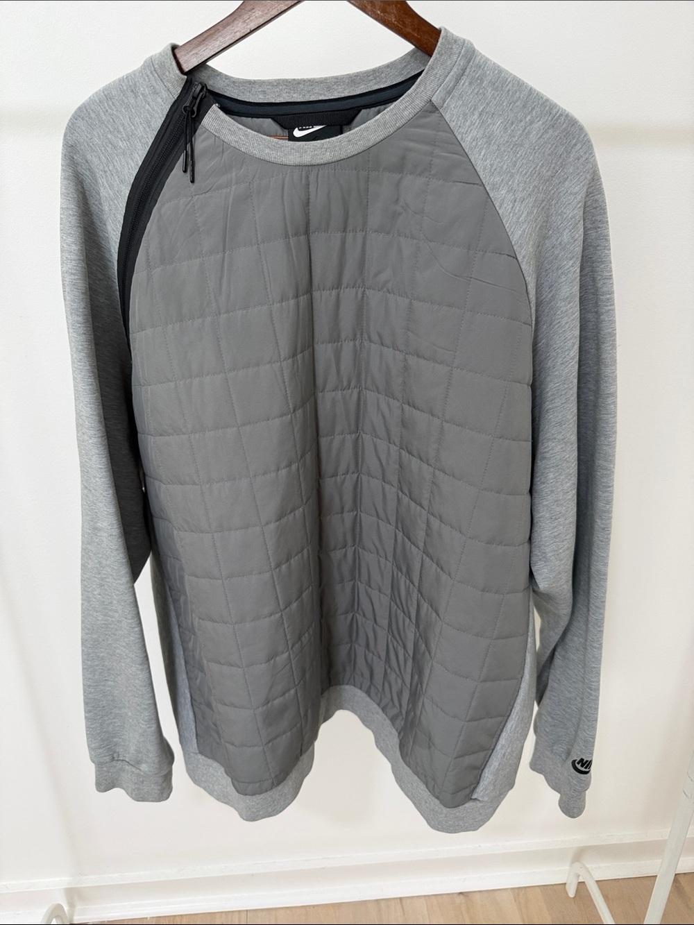 Nike Grey Quilted Front Raglan Pullover